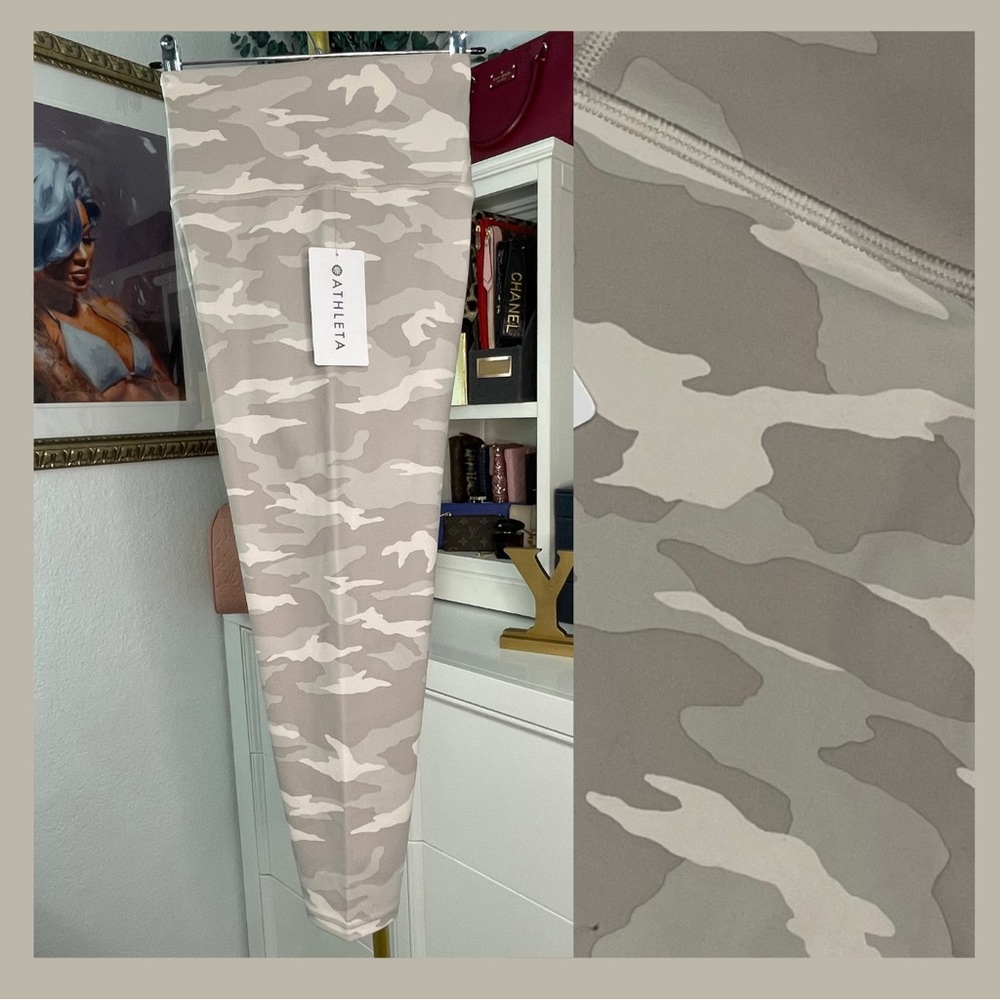 NWT Athleta Elation Camo 7/8 Tight - white/cream 3x
